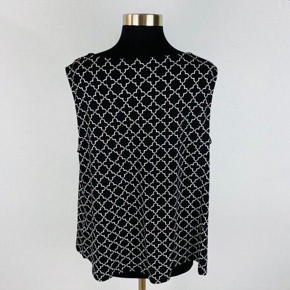 Charter Club Sleeveless Geometric Print Black White Women's Plus 1X * - Picture 6 of 8